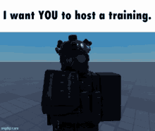 a picture of a soldier with the words " i want you to host a training " on it