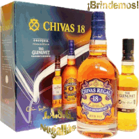 a bottle of chivas regal 18 next to a box