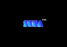 the sega logo is displayed in pixel art on a black background
