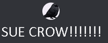 a logo for sue crow with a bird in the middle