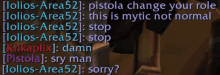 a screenshot of a video game that says " pistola change your role " at the top