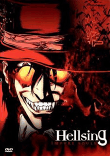 a poster for a movie called hellsing with a man in a top hat and sunglasses