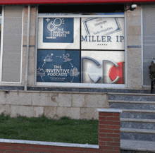 a window with a banner that says miller ip on it