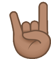 a brown hand is making a rock on sign with its fingers