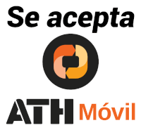 a sign that says se acepta athi movil in orange