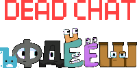 a logo for dead chat with a bunch of characters