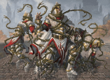 a painting of a group of knights with thorns around their bodies