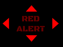 a black background with red triangles and the words " red alert "