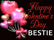 a valentine 's day greeting card with balloons in the shape of hearts