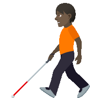 a blind man walking with a white cane