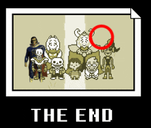 a picture of a man standing next to a group of cartoon characters with the words " the end " below them