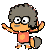 a pixel art drawing of a cartoon character with glasses and a beard .