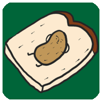 a potato is laying on a piece of bread