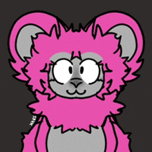 a cartoon drawing of a monkey with pink fur