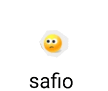 a yellow smiley face with a sad face is on a white background with the word safio .