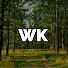 a picture of a forest with the word wk in white