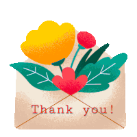 an envelope with flowers in it and the words thank you on it