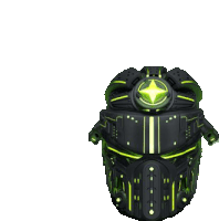 a 3d rendering of a futuristic helmet with a yellow star on top .