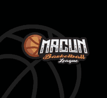 a logo for the macun basketball league with a basketball on it