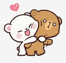 a cartoon of two teddy bears hugging each other