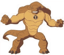 a cartoon character from ben 10 is standing on a white background with his arms outstretched .