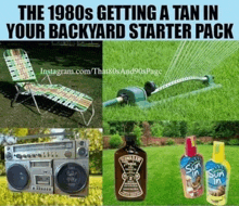 the 1980s getting a tan in your backyard starter pack includes hawaiian tropic tanning lotion