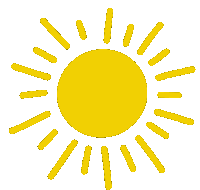 a drawing of a yellow sun with rays coming out of it
