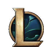 the league of legends logo is a gold letter l in a blue circle .