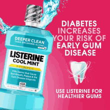 a bottle of listerine cool mint mouthwash is shown