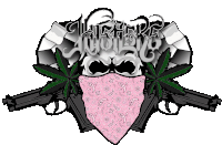 a pink bandana with a skull and two guns with the word austin on it