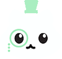 a cartoon cat wearing a top hat with a circle around its eyes .