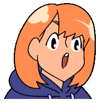 a cartoon drawing of a girl with orange hair and a blue hoodie