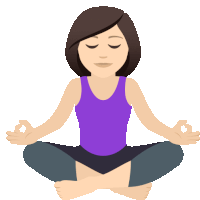 a woman in a purple tank top is meditating with her eyes closed