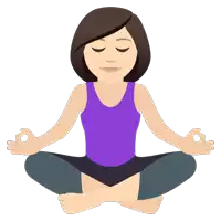 a woman in a purple tank top is meditating with her eyes closed