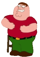 peter griffin from family guy is standing in a chair