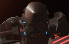 a 3d rendering of a futuristic soldier with a helmet