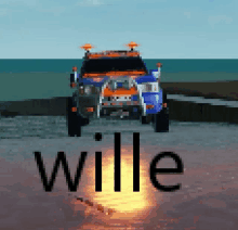 a pixelated image of a truck with the name wille written below it