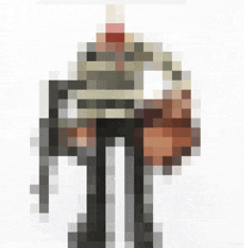 a pixel art drawing of a person holding a basketball