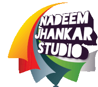 a logo for nadeem jhankar studio with a colorful swirl