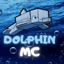 a logo for dolphin mc shows a dolphin in the water