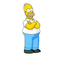 homer simpson from the simpsons is standing with his arms crossed and smiling
