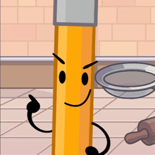 a cartoon drawing of a pencil with a face on it