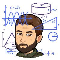 a man with a beard is surrounded by mathematical equations and symbols