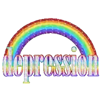 a rainbow with the word depression written under it