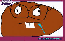 a cartoon drawing of faze olivir ananas with a tear coming out of his nose