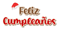 a feliz cumpleanos sign with a santa hat