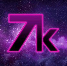 a purple and pink logo with the letter k on it