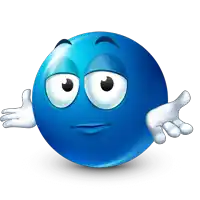 a blue smiley face with a sad look on its face