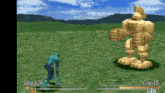 a video game screen shows a monster named ghoul2a fighting a robot named clayle