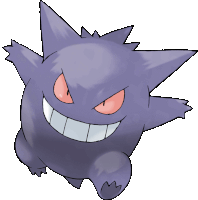 a drawing of a purple pokemon with red eyes